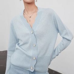 Autumn Winter Womens V-Neck Top Knitted Cardigan