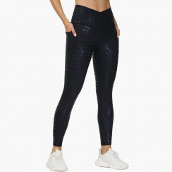 4 Pairs V-Cross Waist Workout Leggings With Tummy Control And Pockets