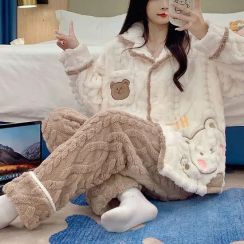Cute Thickened Home Pajamas Set