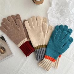 6 pairs Women Lady Simple Style Color Block Gloves